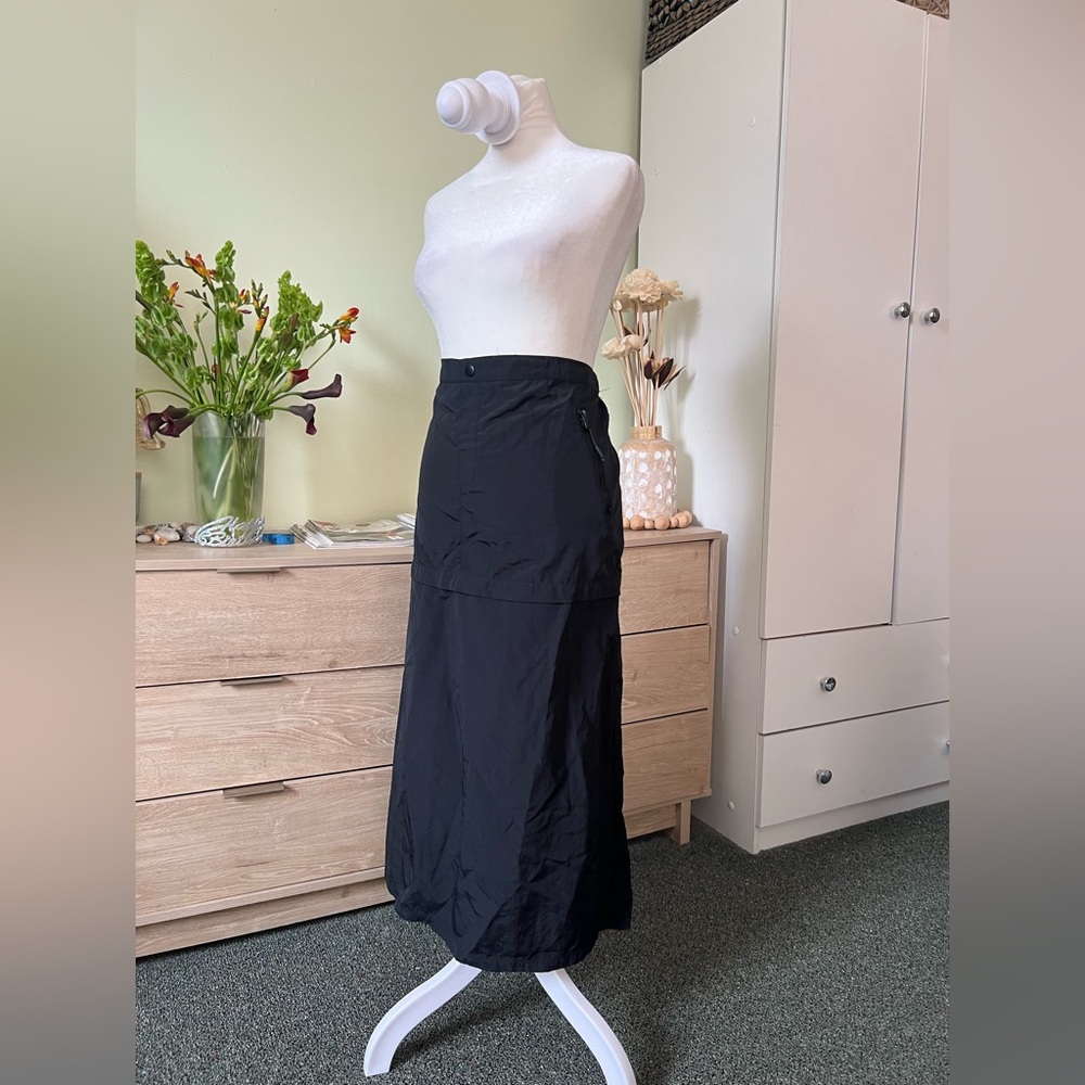 H&M Black Cargo Parachute Pocket Casual Midi Knee-Length High-Waist Modest Skirt - Picture 8 of 16